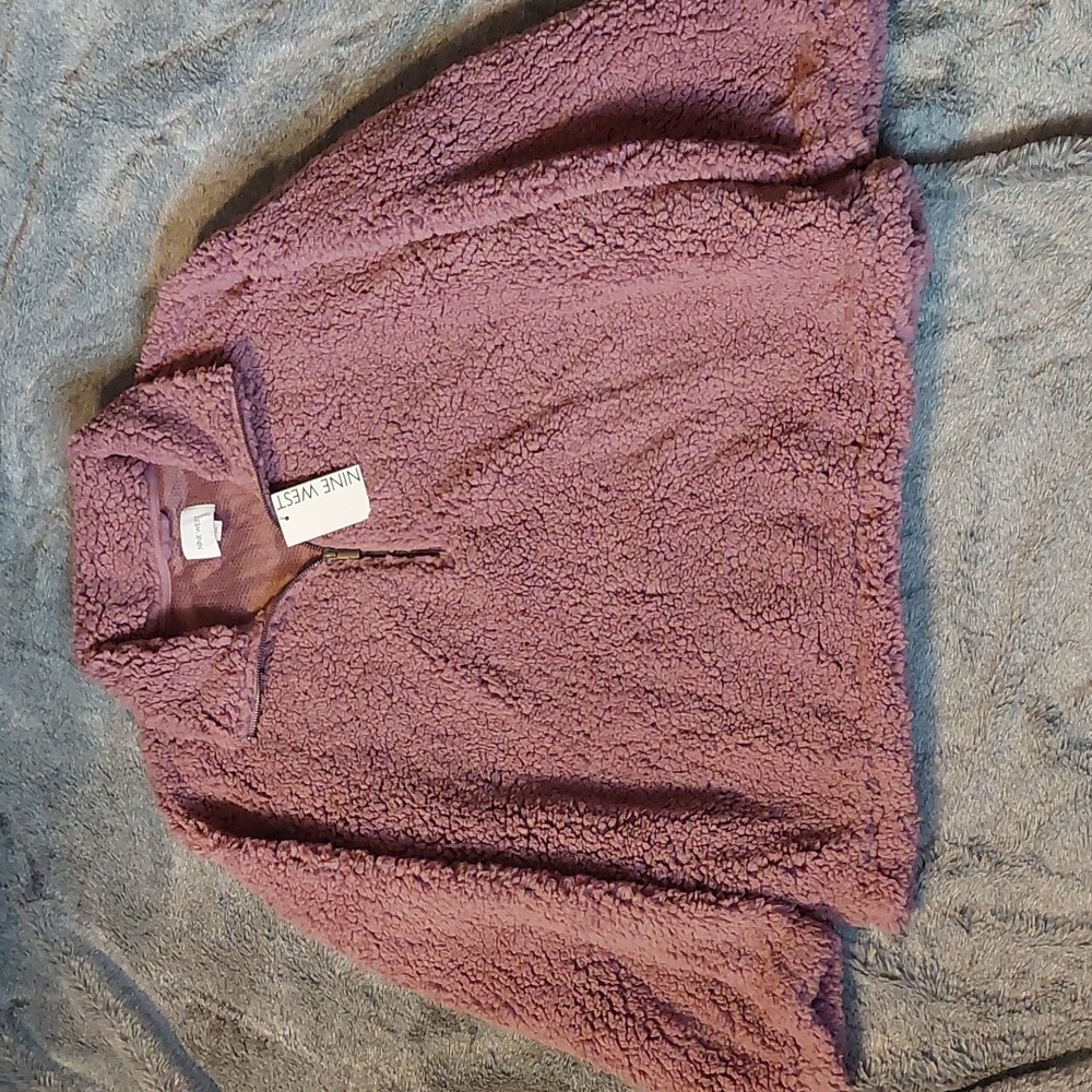 New! Nine West Pullover Fuzzy Jacket Light Purple Size XL